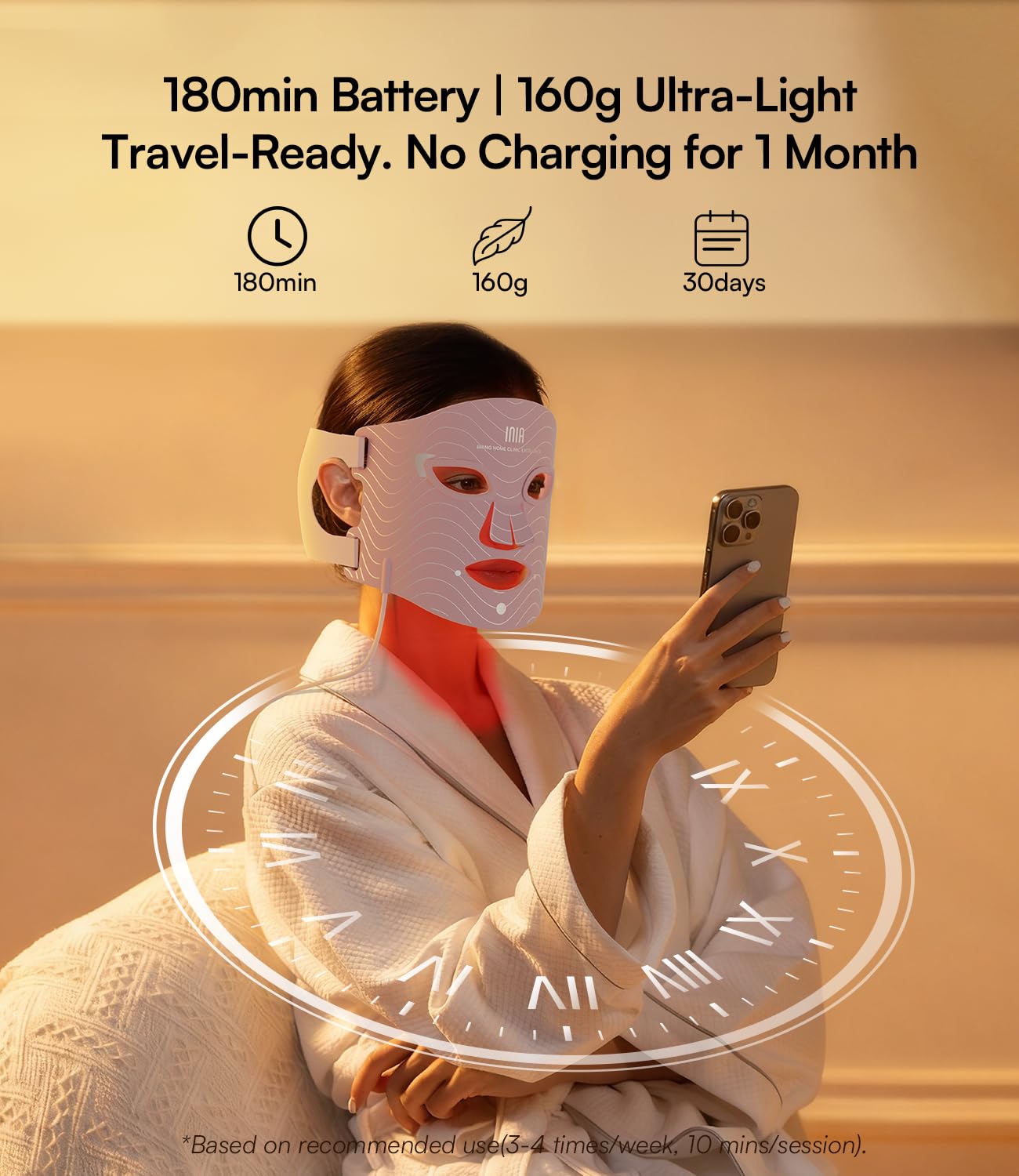 Thumbnail 6 de INIA Red Light Therapy Mask with 850nm NIR, Red/Blue LEDs and 4 Modes