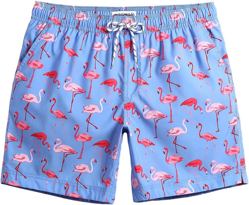 Detalle de maamgic Men's Short Swim Trunks with Quick-Dry Design, Print and Mesh Lining