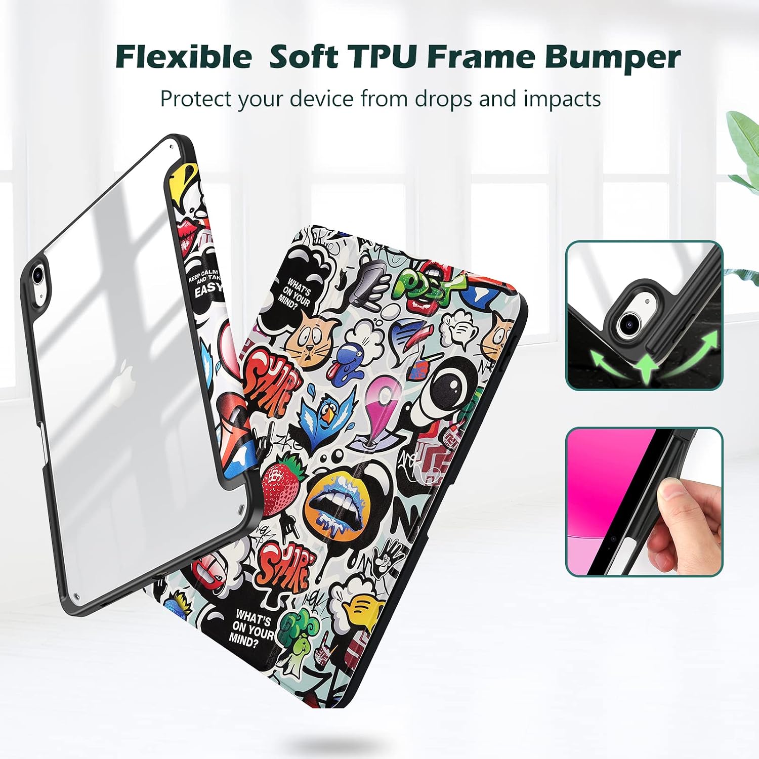 Detalle de ProCase hybrid iPad case for A16 (11-inch, 2025) and iPad 10th gen (10.9-inch, 2022) with pencil holder