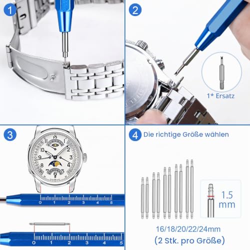 Detalle de JOREST Uhrenwerkzeug-Set zum Kürzen von Metallarmbändern und Anpassen von Lederbändern