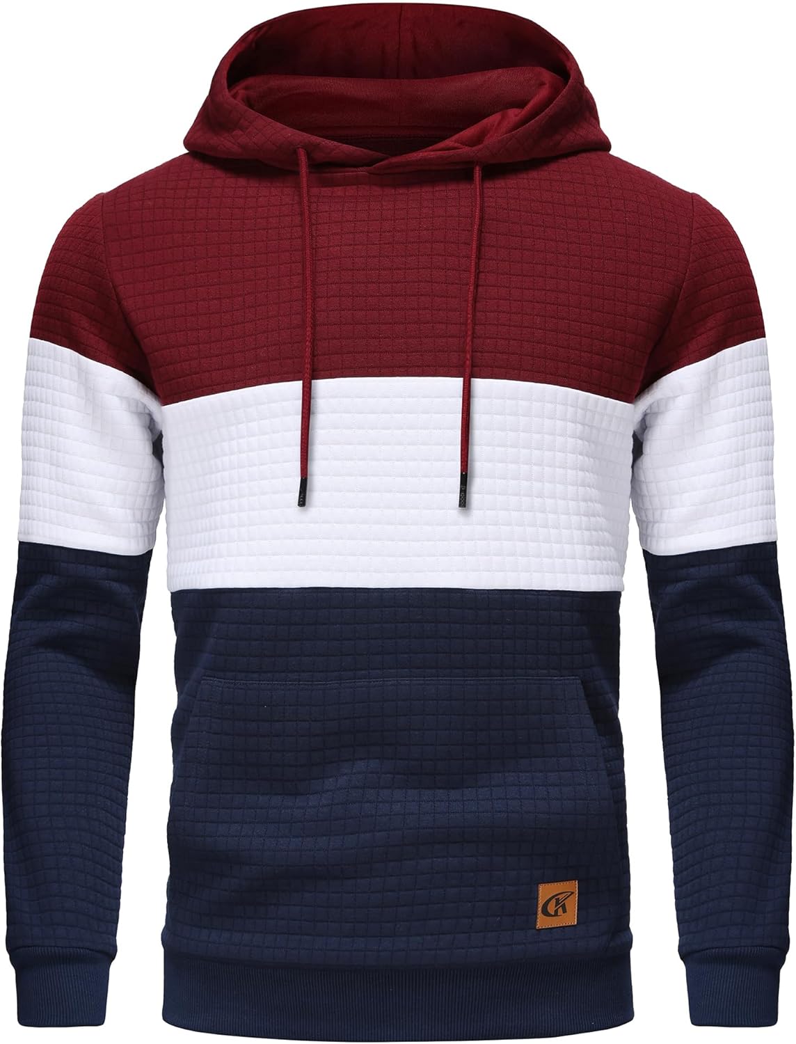 Thumbnail 5 de YuKaiChen Men's Patchwork Plaid Jacquard Hoodie with Pockets