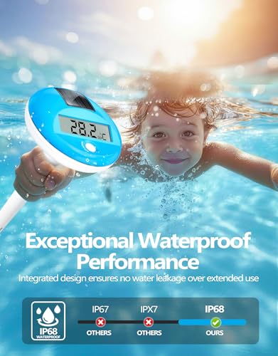 Detalle de PoolLeader Termómetro Piscina Flotante Solar con Pantalla LCD Grande