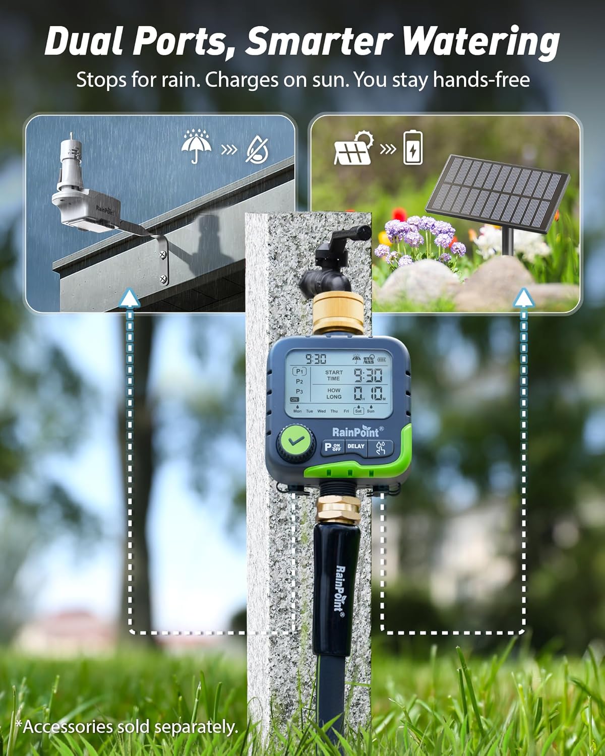 Thumbnail 2 de RAINPOINT Water Timer with 3 Independent Programs and Dual Ports