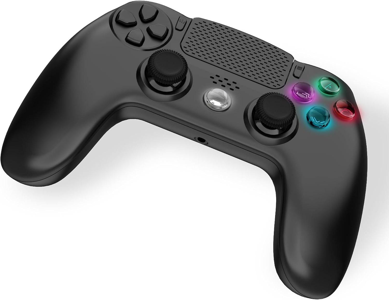 Detalle de Freaks and Geeks Manette sans fil noire pour PS4 avec prise jack et boutons lumineux