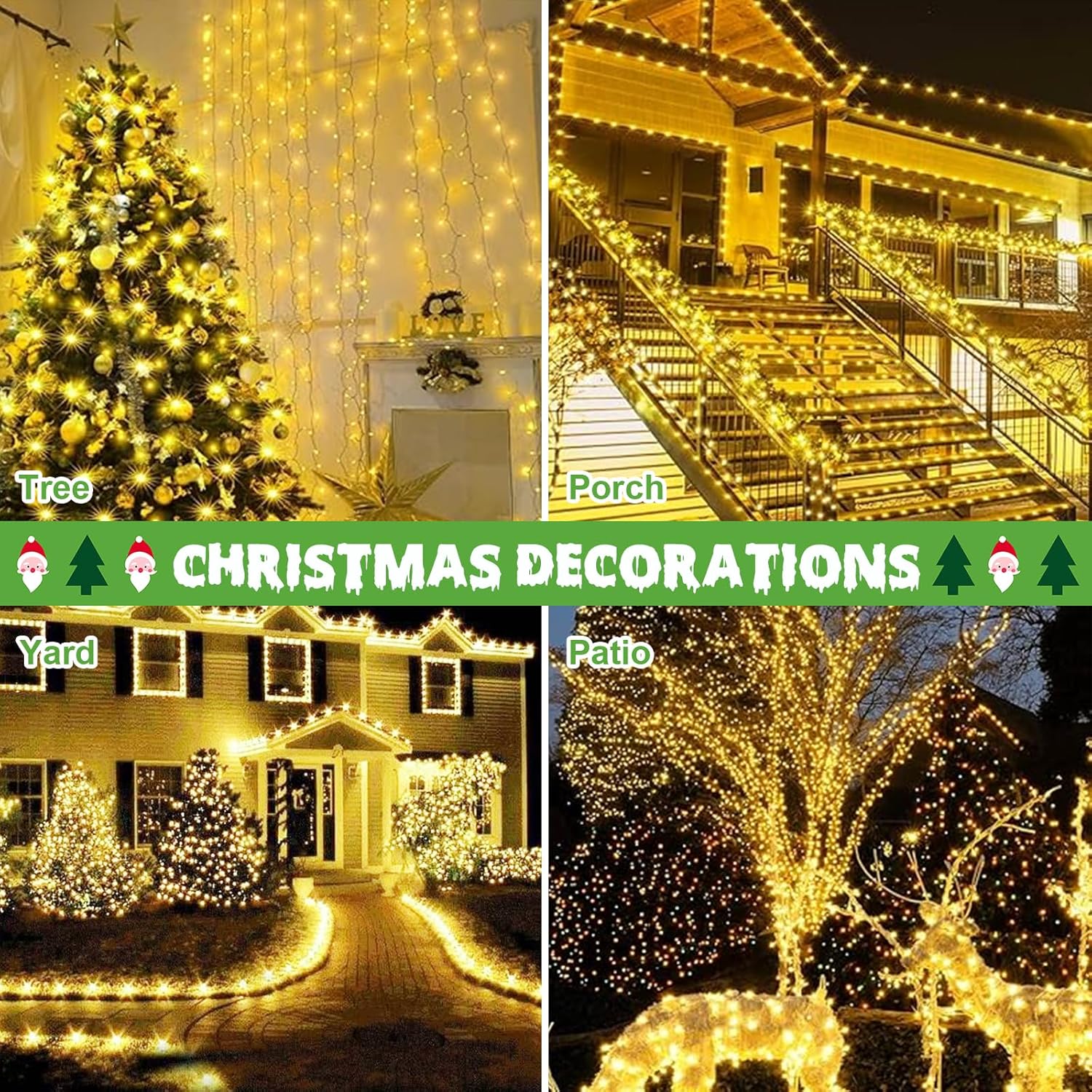 Detalle de Auting Lichterkette außen Warmweiß 100 LEDs, 13 m – Fernbedienung, Timer, 8 Modi