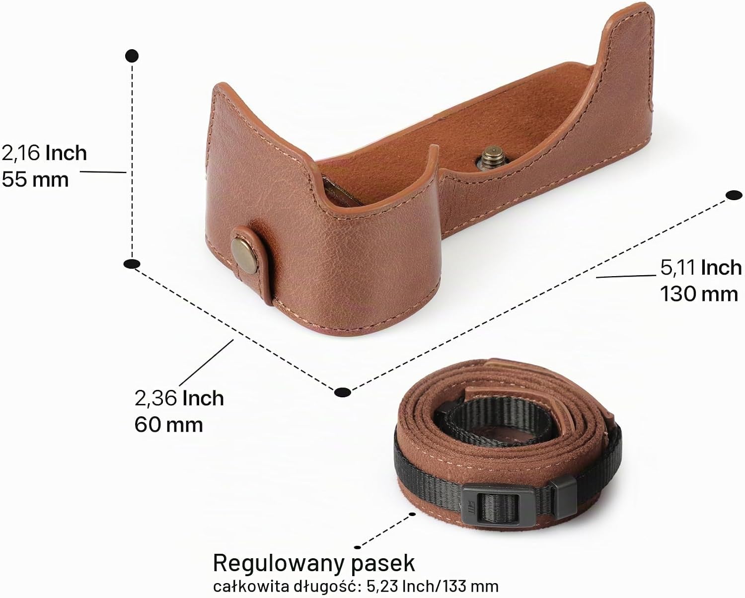 Detalle 2 de MegaGear etui na aparat Sony Alpha a7C II z prawdziwej skóry, brązowe