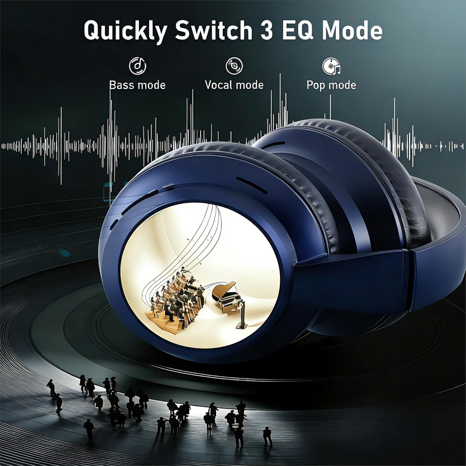 Detalle de Rebocico Wireless Over-Ear Headphones with 40-Hour Battery and 3 EQ Modes