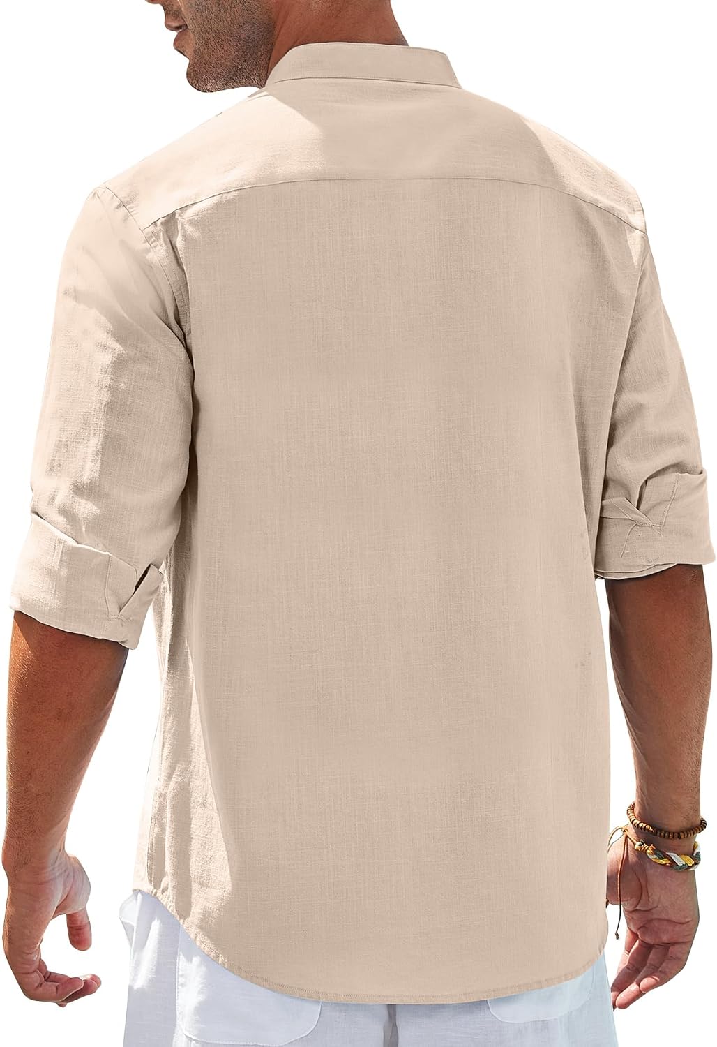 Thumbnail 1 de siliteelon Herren Leinenhemd Langarm mit Stehkragen (Regular Fit) – Sommer-Standhemd im Freizeitstil
