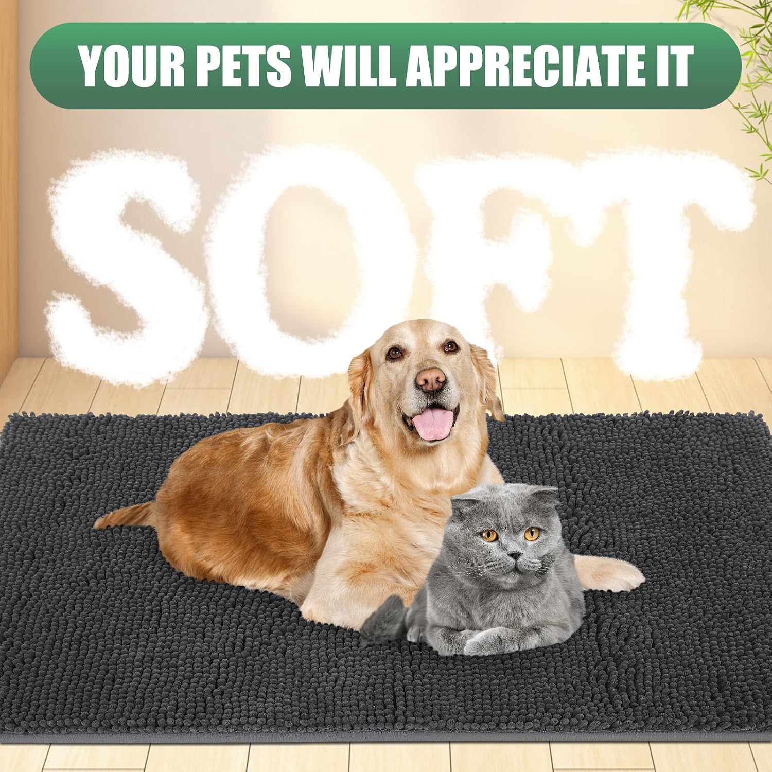 Thumbnail 6 de IM HOME CFD201M-60 Chenille Doormat, 36" x 24", Dark Gray, Machine Washable