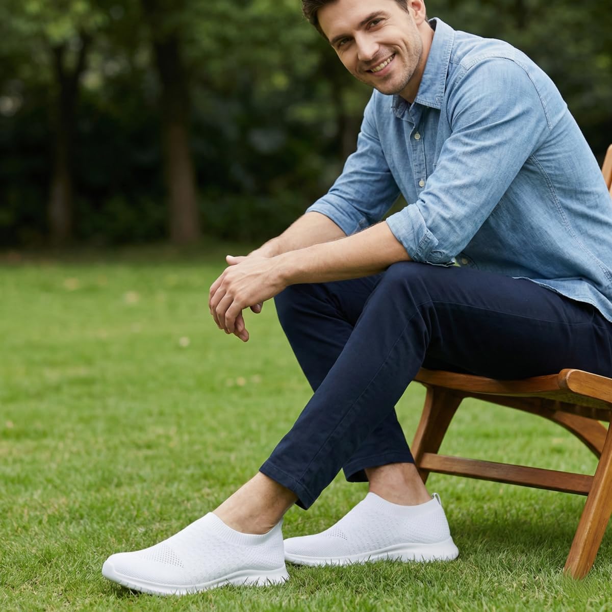 Detalle de TIOSEBON Men's Slip-On Trainers: Lightweight, Breathable Road Running Shoes