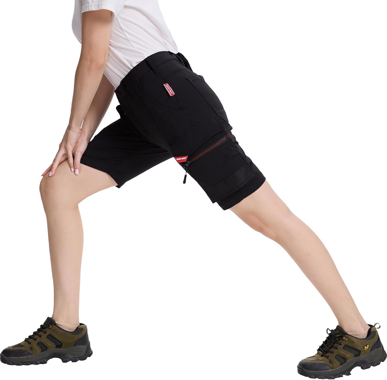 Detalle 2 de WORK IDEA Damen Slim-Fit Stretch Arbeitsshorts – strapazierfähig, flexibel und stilvoll