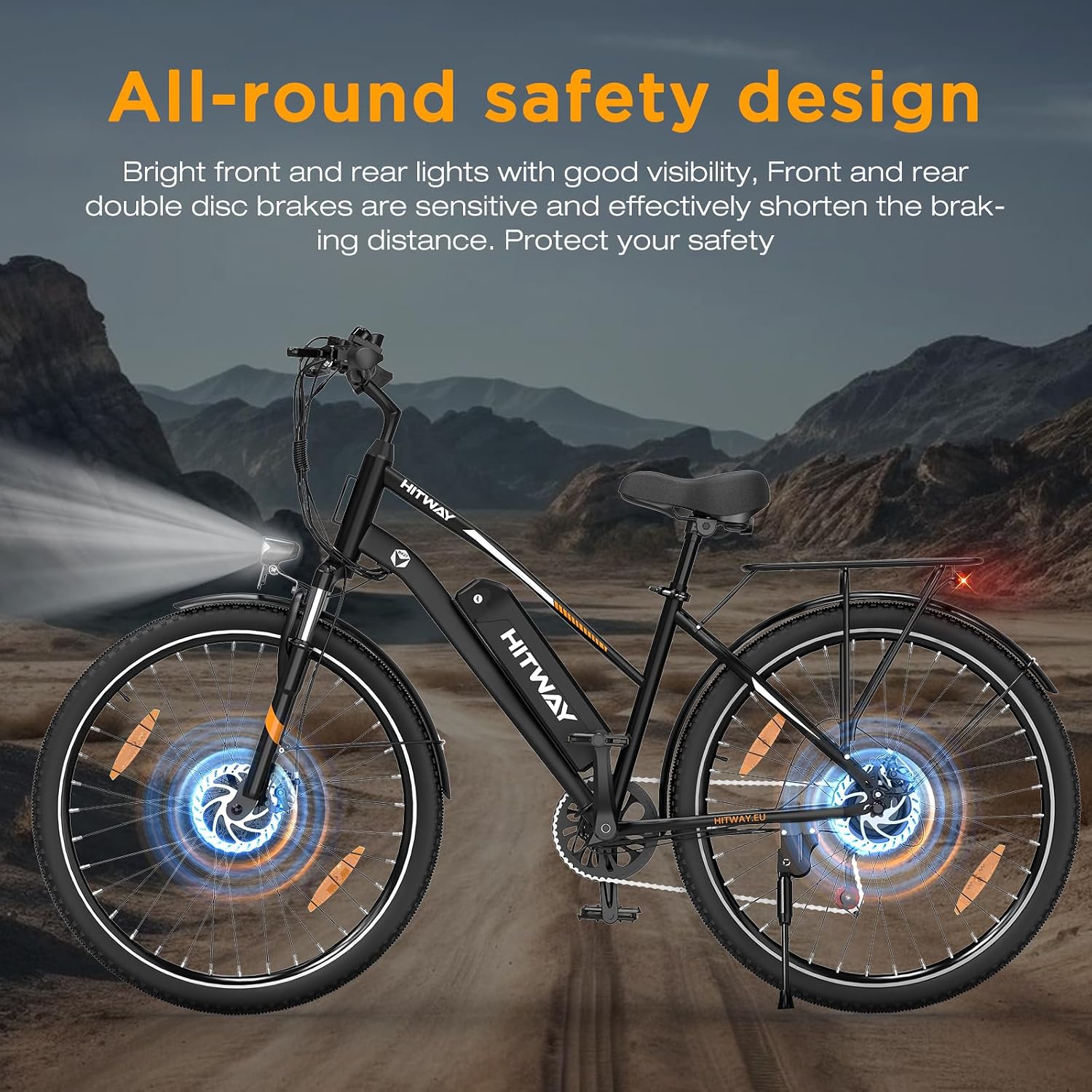 Detalle 2 de HITWAY 27,5"/28" E-Bike Trekkingrad mit 36V 13Ah Akku, 250W Motor und 7 Gängen (Pedelec)
