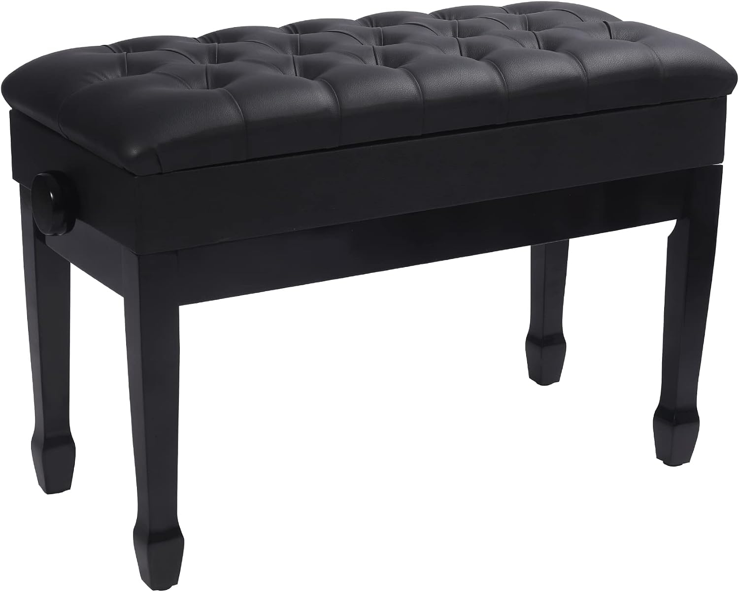 Detalle de ALAPUR 50528 Adjustable Duet Piano Bench with Storage, Black PU Leather