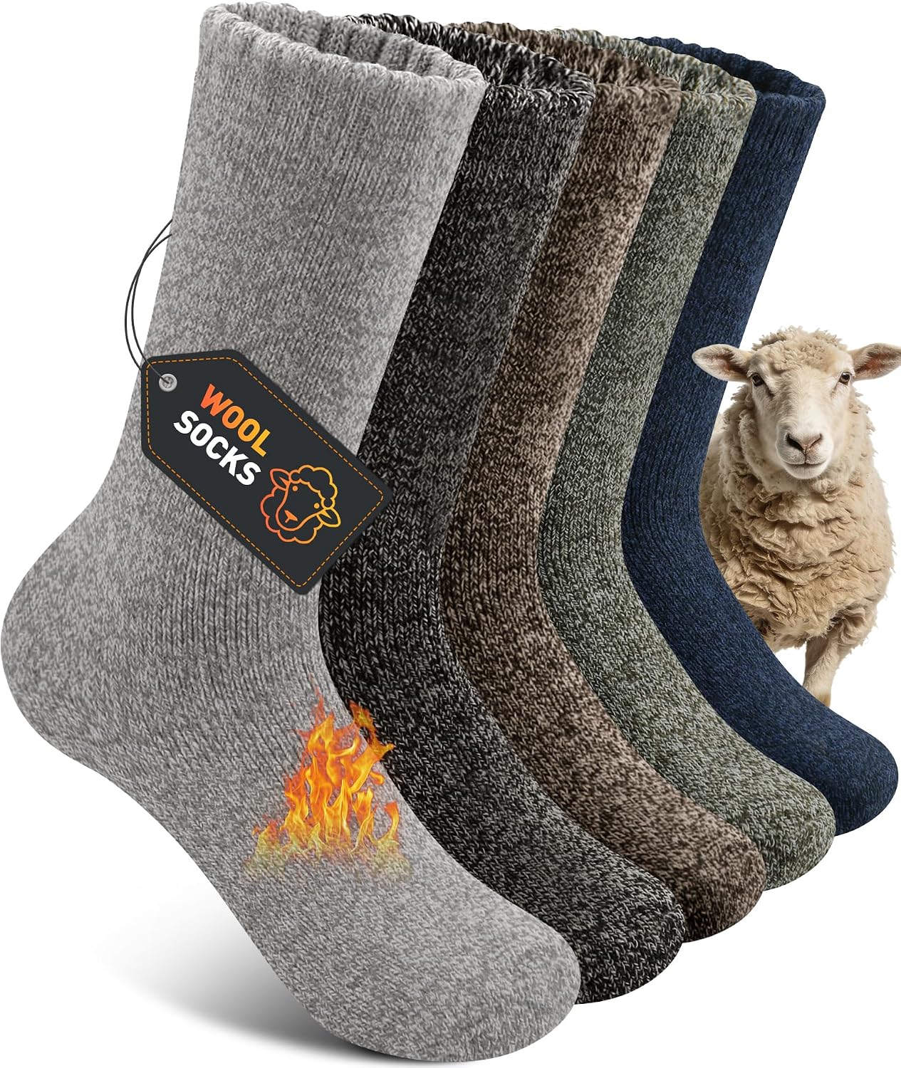 Thumbnail 6 de SIMIYA mens wool winter socks (5 pairs) – thick thermal knit for boots, ski and hiking
