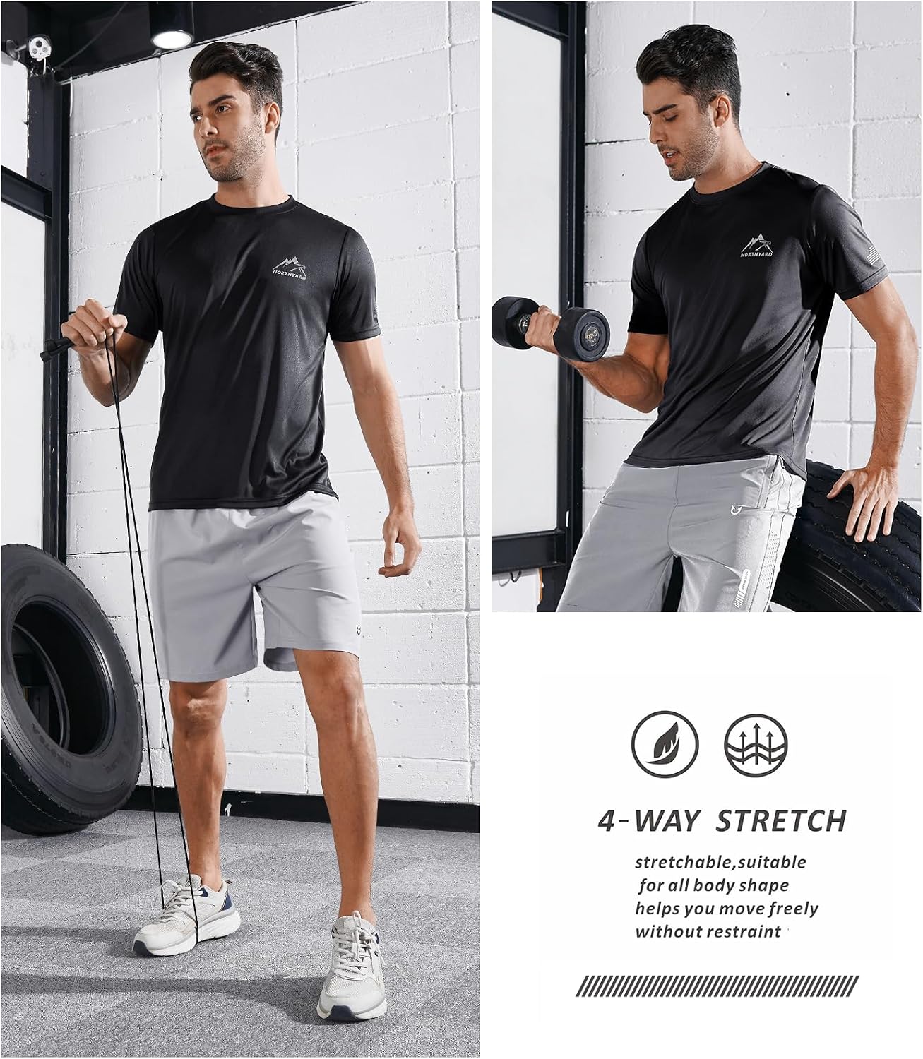 Detalle de NORTHYARD Men's UPF 50+ Sun Protection Short Sleeve Rash Guard