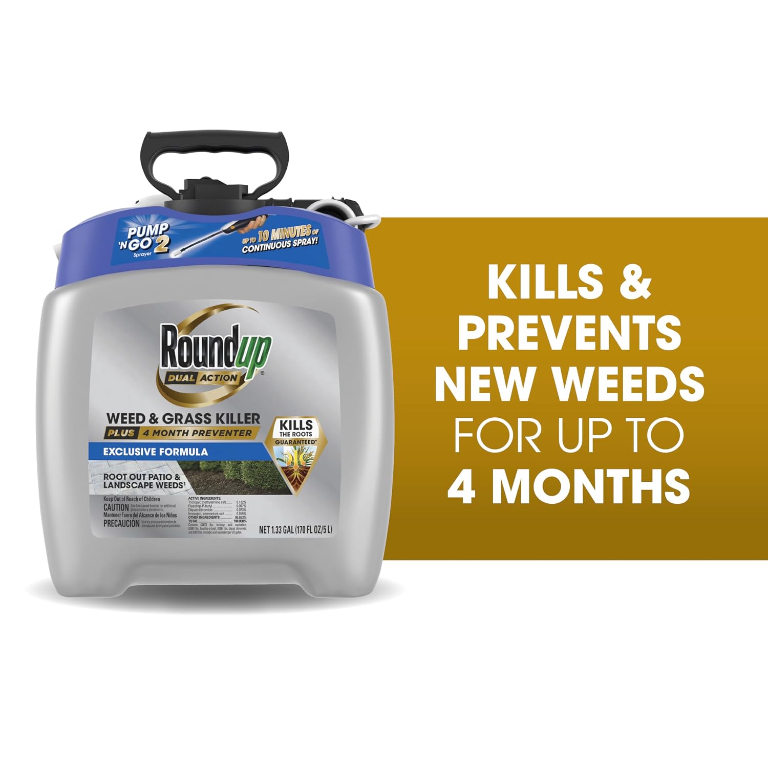 Detalle de Roundup 5377504 Weed & Grass Killer Spray, 1.33 gal, 4-Month Preventer