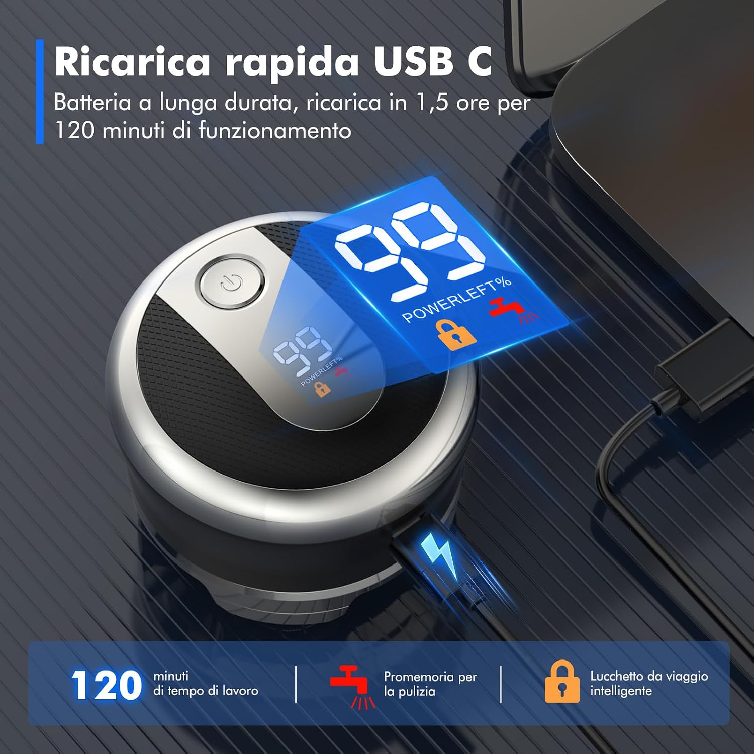 Thumbnail 4 de ETROBOT Rasoio Testa Calva 5D USB Wet & Dry