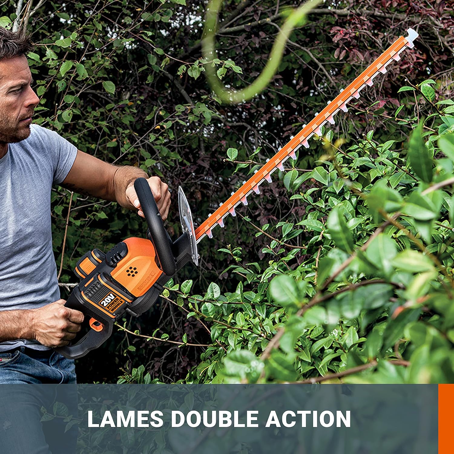 Detalle de WORX Taille-Haies sans Fil 40V WG284E.9 – Lames 60 cm, double action, 27 mm
