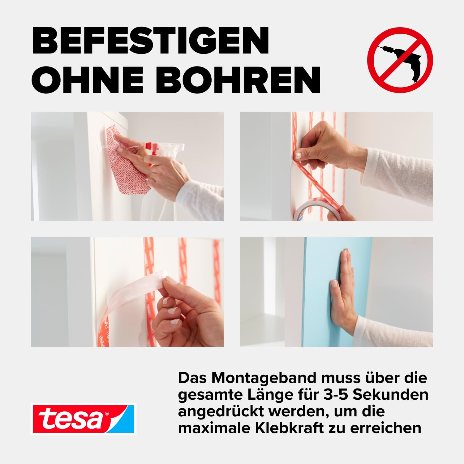 Detalle de tesa Powerbond Ultra Strong Montageband – doppelseitiges Klebeband, 5 m