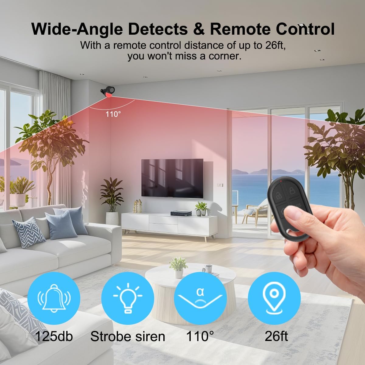 Detalle 2 de Garage Shed Alarm with Remote (2 Remotes) – 125dB, 328ft Range, Battery Powered