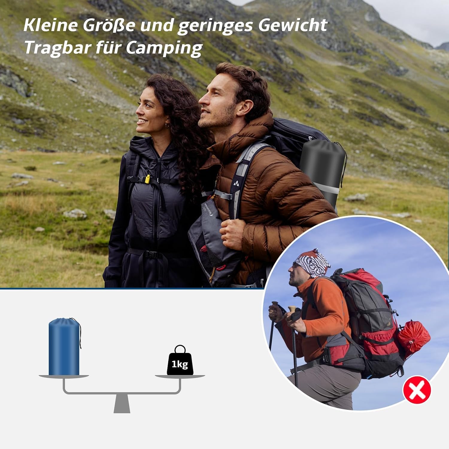 Thumbnail 4 de CIXMUS Aufblasbare Isomatte 12 cm Dicke mit Fußpumpe – Ultraleicht, koppelbar, Marineblau