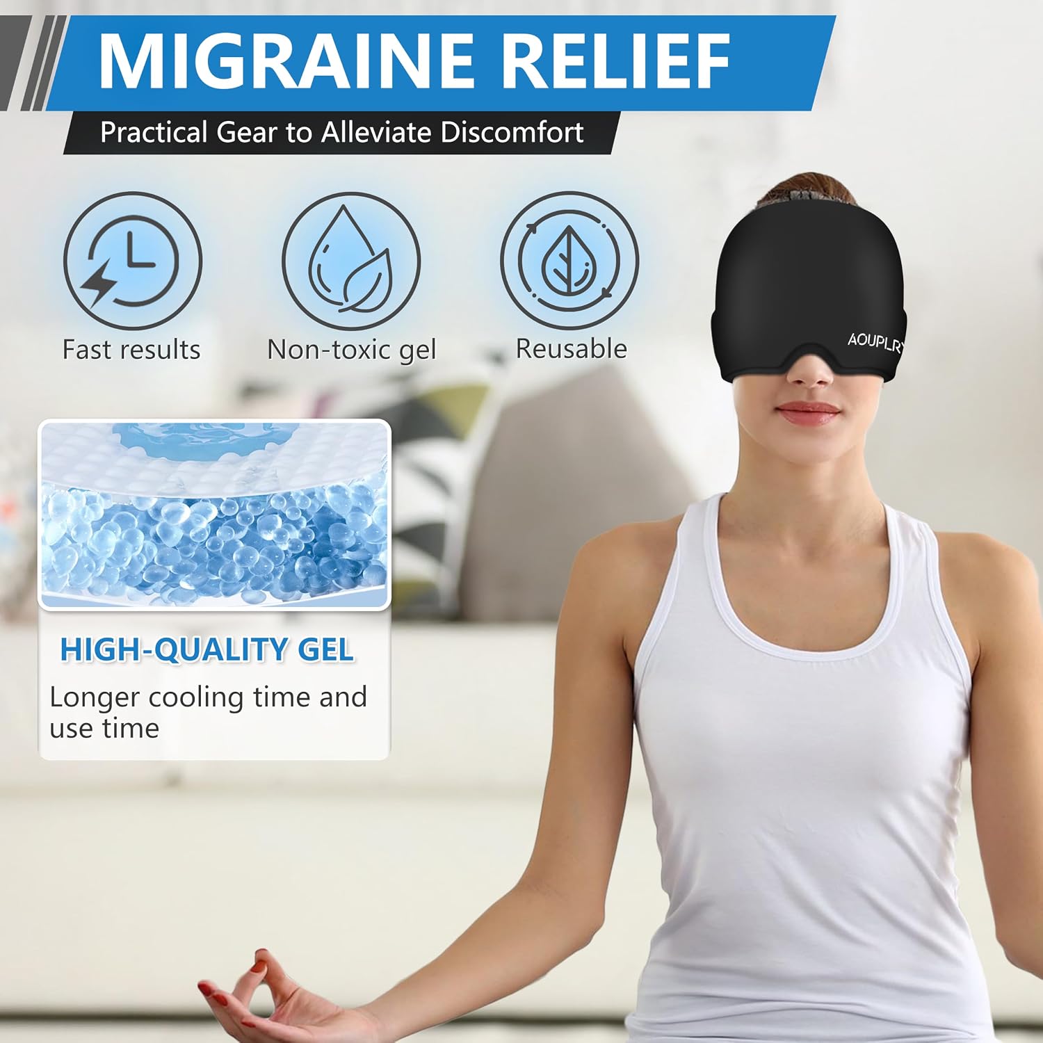 Thumbnail 3 de Migraine Relief Cap: 360° Gel Surround Wearable for Hot & Cold Therapy