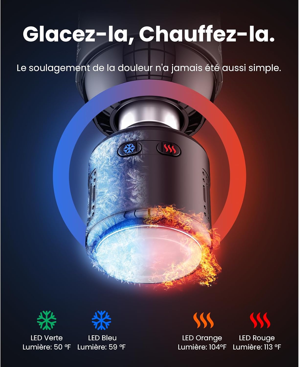 Detalle de Bob and Brad T2 Pro : pistolet de massage percussif chaud & froid pour le dos et la nuque