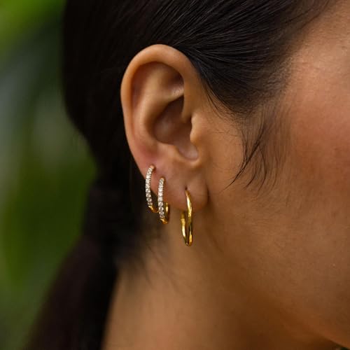 Detalle 2 de Purelei Lovely Glitter Damen Ohrring-Set – 2 Paar Creolen, vergoldet oder silber