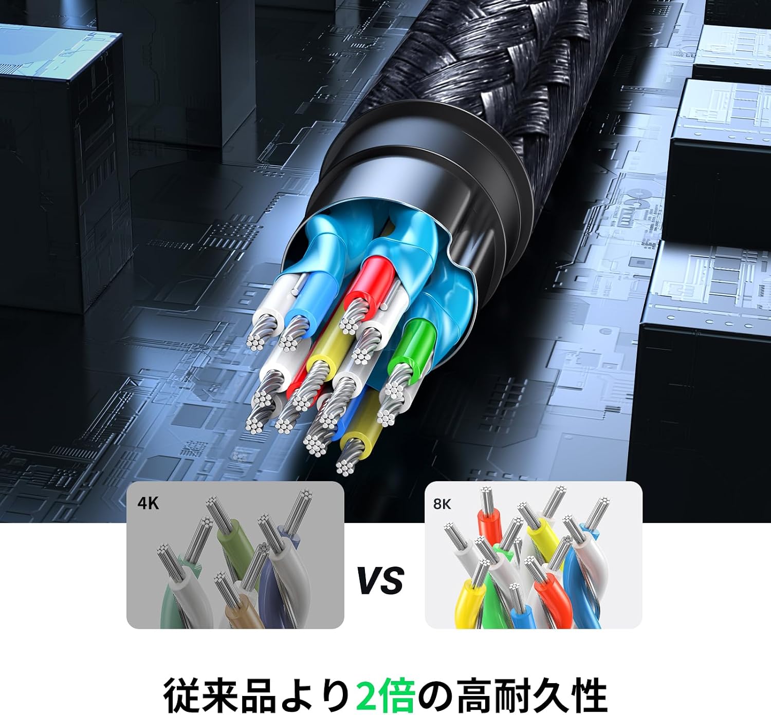 Thumbnail 6 de UGREEN HDMI 2.1延長ケーブル 1M、8K/60Hz・48Gbps・ナイロン編組、オス-メス