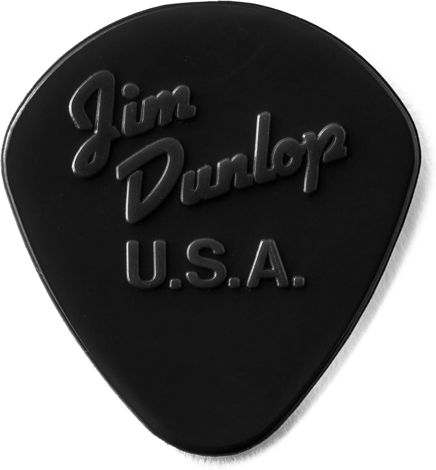 Detalle de Jim Dunlop 47R1S Stiffo-Round gitarrplektrum i svart nylon
