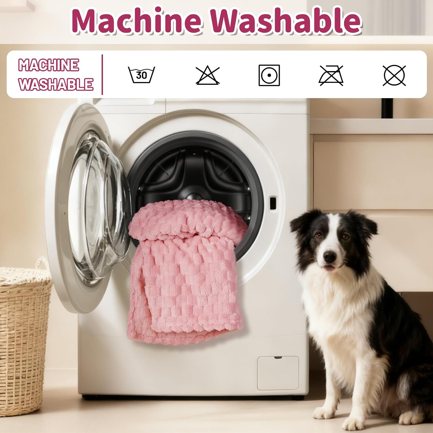 Detalle de Baodan Dog Blankets Washable Soft Fleece (120x100 cm) – Cozy, Washable Pet Throw for Dogs and Cats