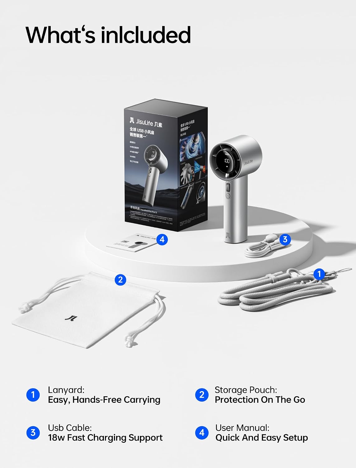 Thumbnail 6 de JISULIFE Portable Handheld Fan 5000mAh