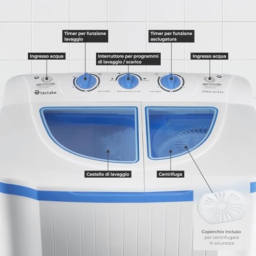 Detalle de tectake Mini Lavatrice con Centrifuga 2 in 1 — lavatrice portatile 4,5 kg, ideale per campeggio e piccoli ambienti