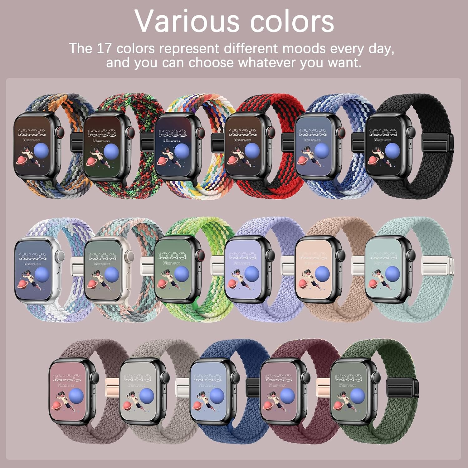 Thumbnail 5 de Hinnwer Nylon Elastic Braided Strap for Apple Watch (38–42mm) – Smoke Purple