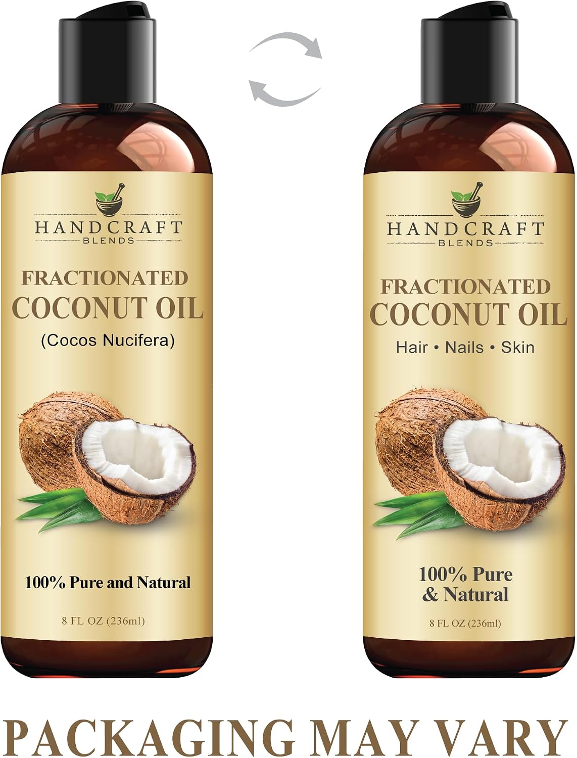 Detalle de Handcraft Blends Fractionated Coconut Oil (236 ml) – 100% pure, hexane-free carrier oil for hair & body
