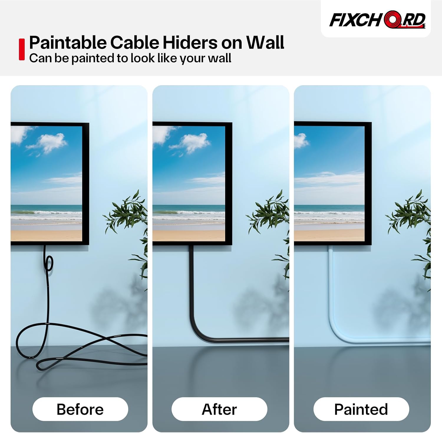 Detalle 2 de FIXCHORD Mini Cable Trunking: 15mm x 2m Self-Adhesive, Paintable, Fire Retardant — Black