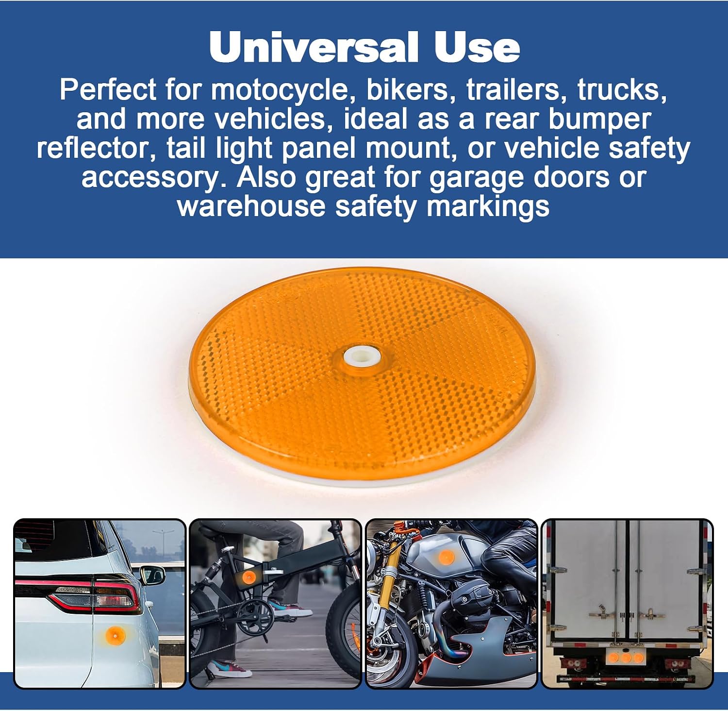 Thumbnail 5 de AOHEWEI Yellow Round Screw-On Rear Reflectors – Pack of 6