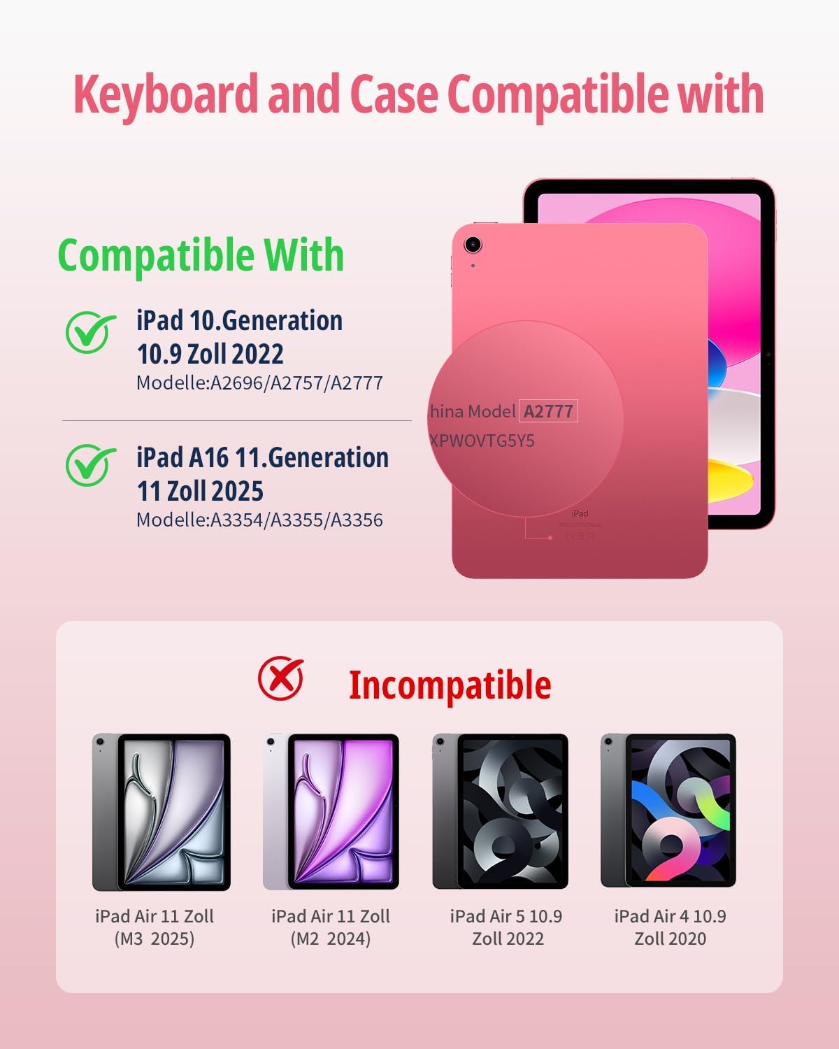 Thumbnail 1 de CACOE 360 Rotating Keyboard Case for iPad (A16) 11th/10th Generation with Touchpad