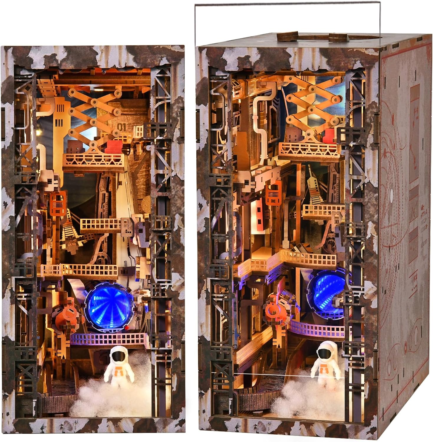 MiniCity Book Nook Bausatz von Aerospace Foundry – 3D Puppenhaus Bücherecke mit LED-Beleuchtung und Staubschutzhülle