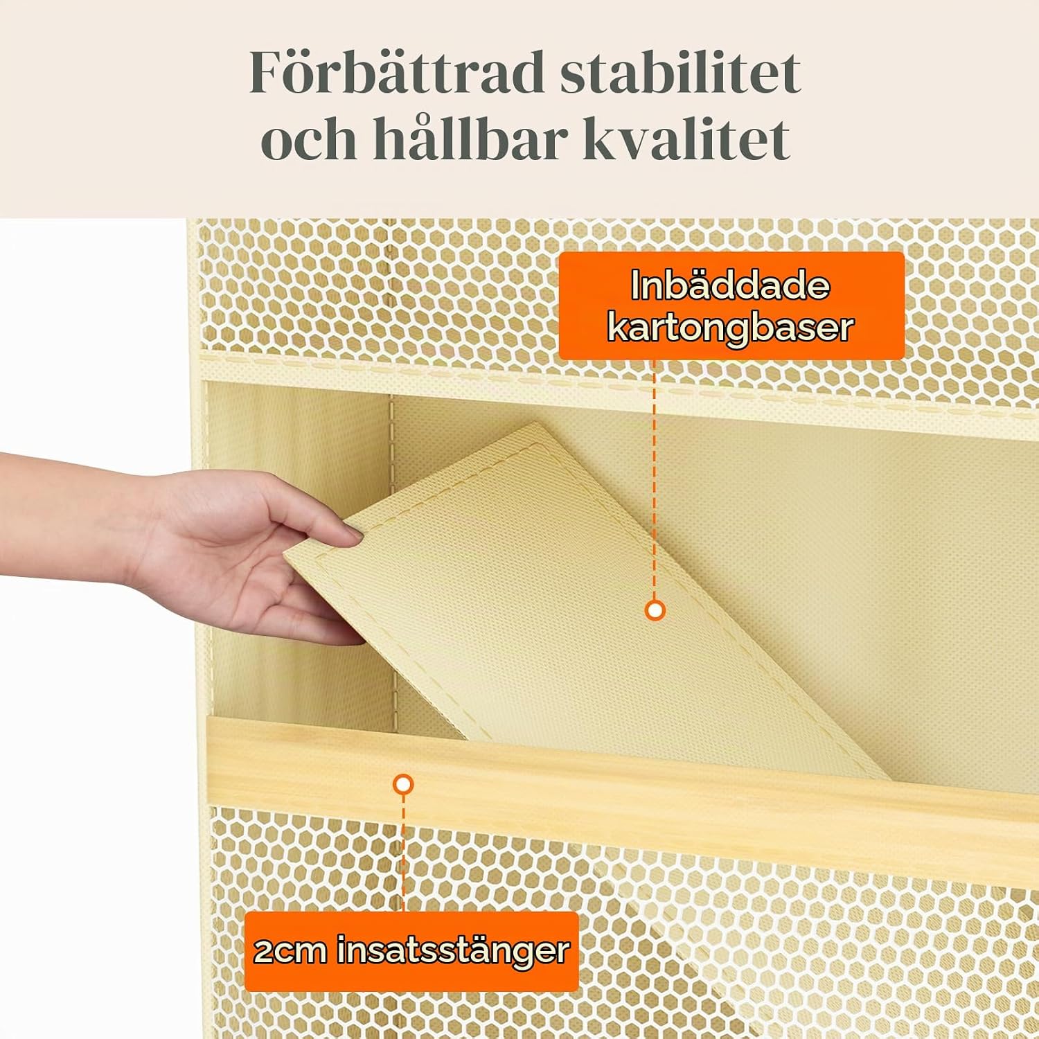 Detalle de Lifewit 25122 hängande blöjförvaring, 5 nivåer och 4 sidofickor