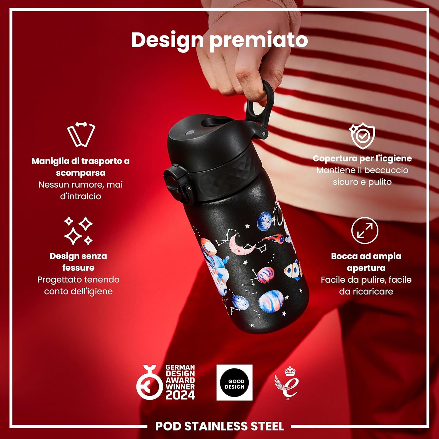 Thumbnail 6 de ION8 Borraccia Inox Leggero per Bambini 400ml – non isolata, a prova di perdite, lavabile in lavastoviglie