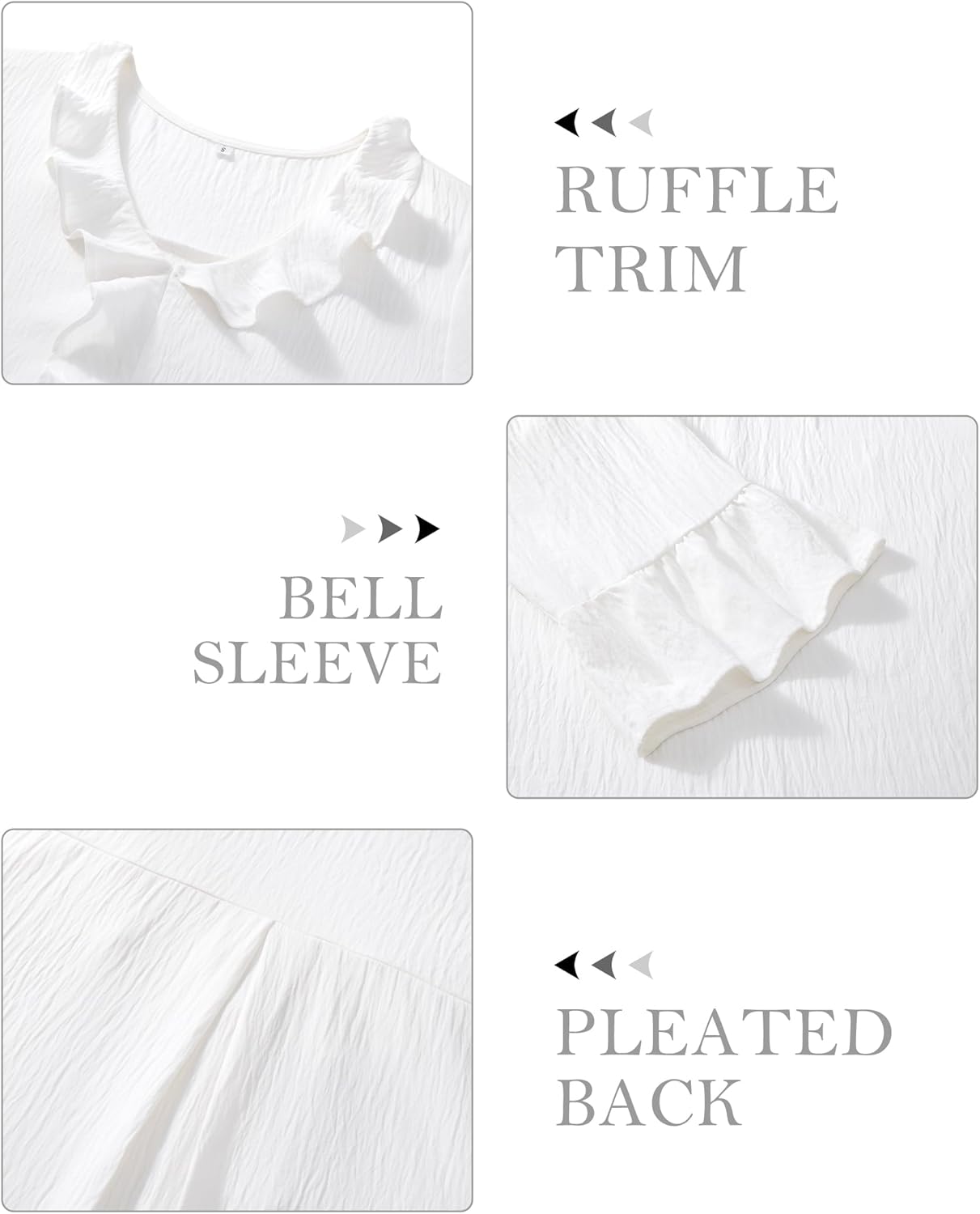 Detalle de siliteelon Women’s 3/4 Sleeve Ruffle Bell Blouse for Business Casual & Formal Work