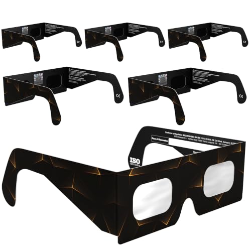 Detalle de Absolute Eclipse Lunettes Eclipse Solaire 2026 – Pack Famille 6, Design Goldline