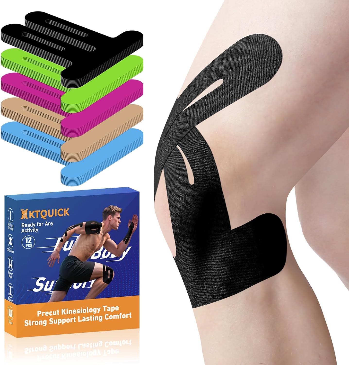 Detalle de PreCut Knee Kinesiology Tape 12 PCS 🩹
