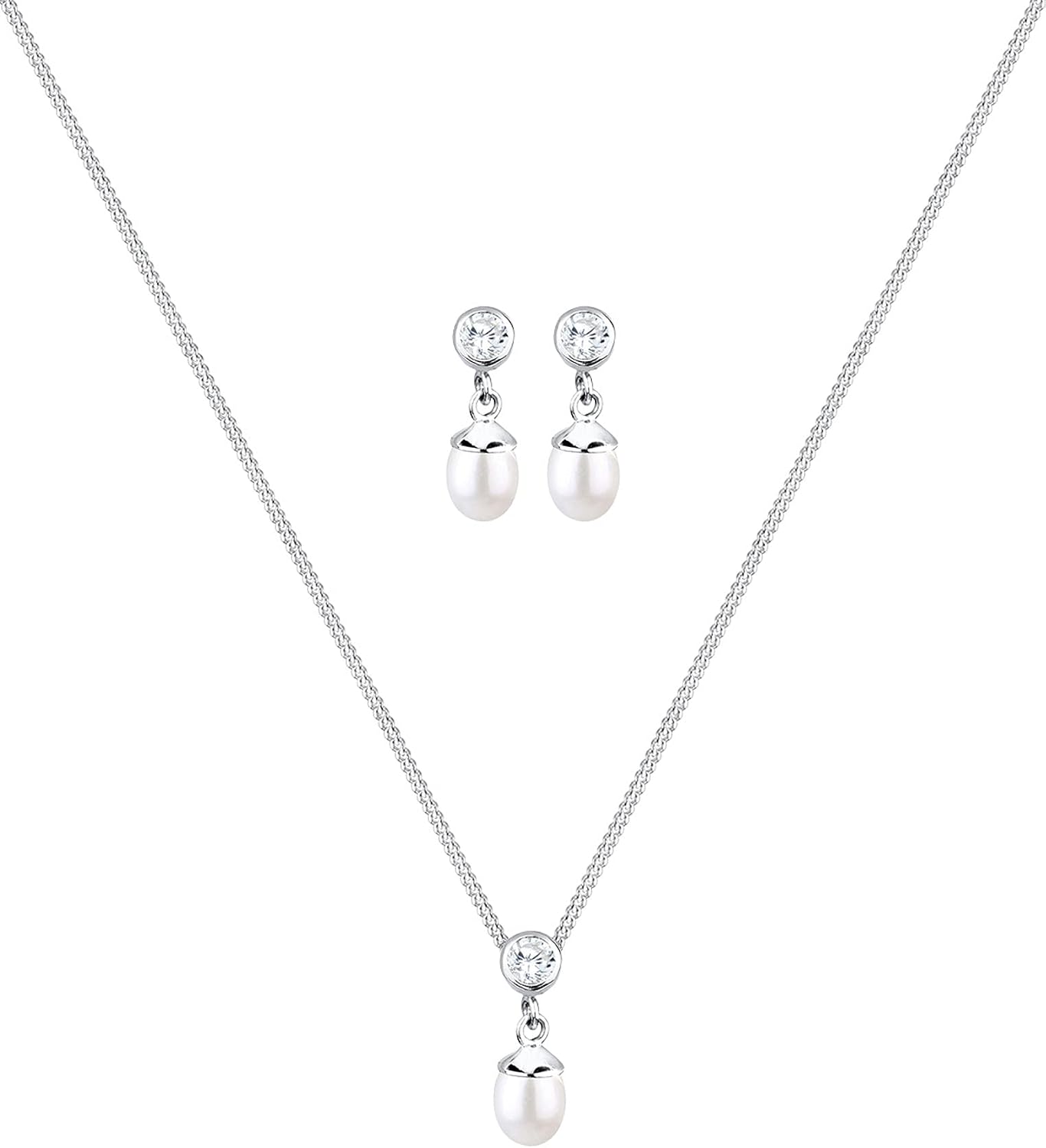 Detalle 2 de Elli Schmuckset Damen Süßwasserperle 925 Silber