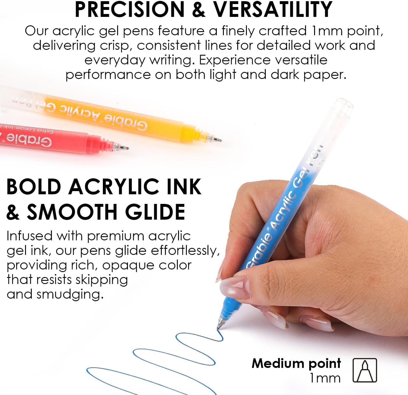 Thumbnail 2 de Grabie 12 Colours Acrylic Gel Pens & Colouring Book (Ocean Colours) – Medium Point Set