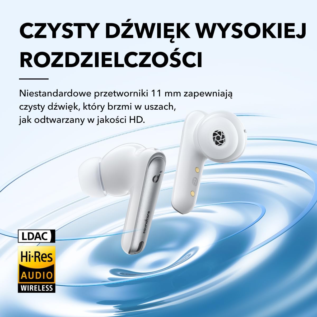 Detalle 2 de Soundcore Liberty 4 NC – białe słuchawki douszne TWS z ANC 2.0 i LDAC