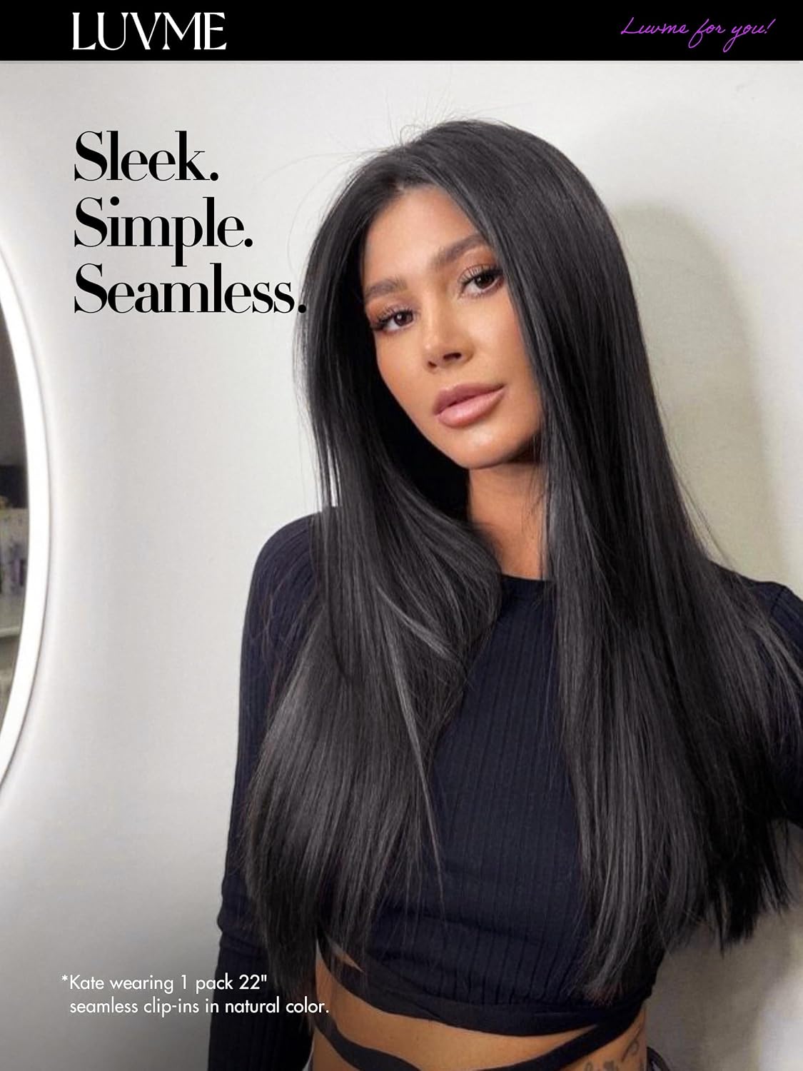 Detalle de LUVME NEW-QZF110-ST-22-NC-AMZ*2 22-Inch Human Hair Clip-In Extensions, 220g