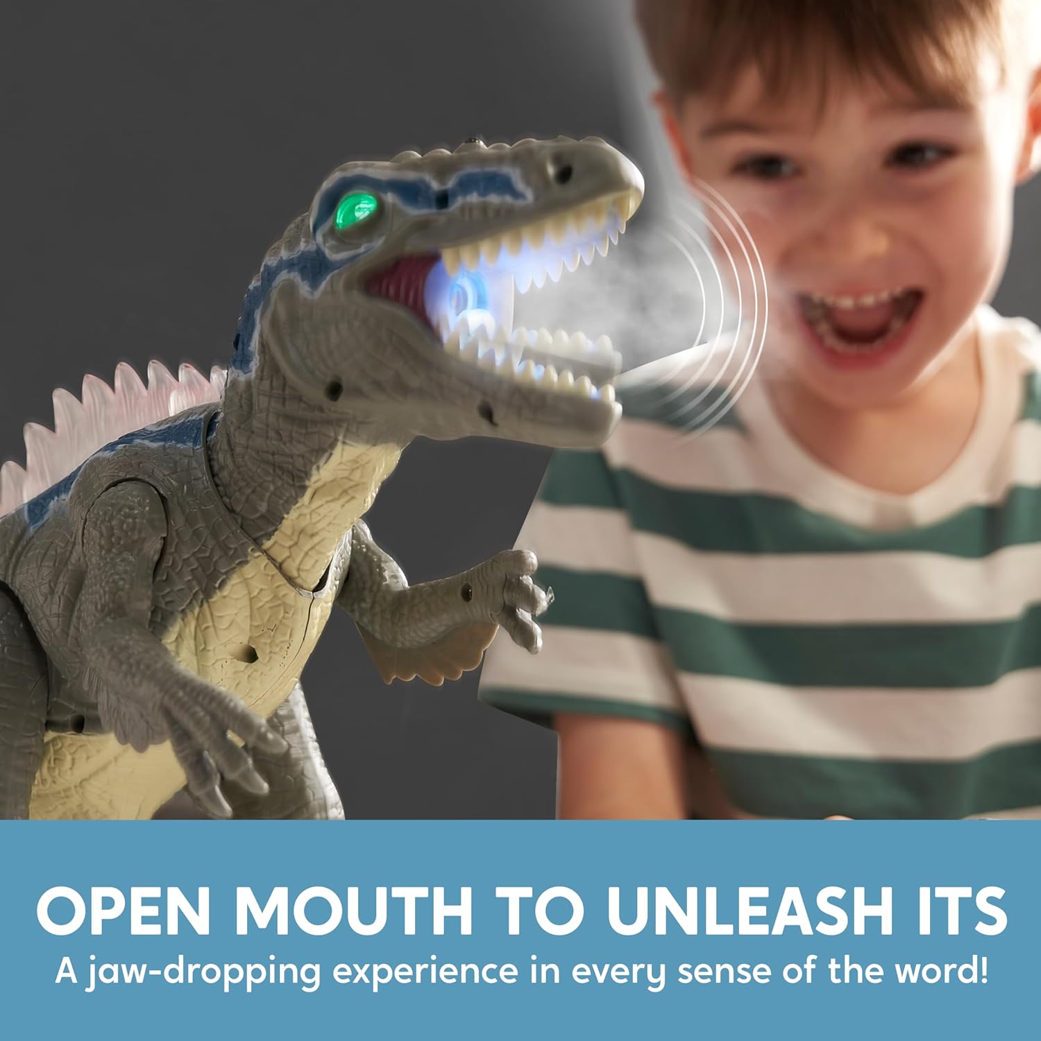 Detalle de SYNCFUN Remote Control Dinosaur Toy with LED Lights and Roaring Sound
