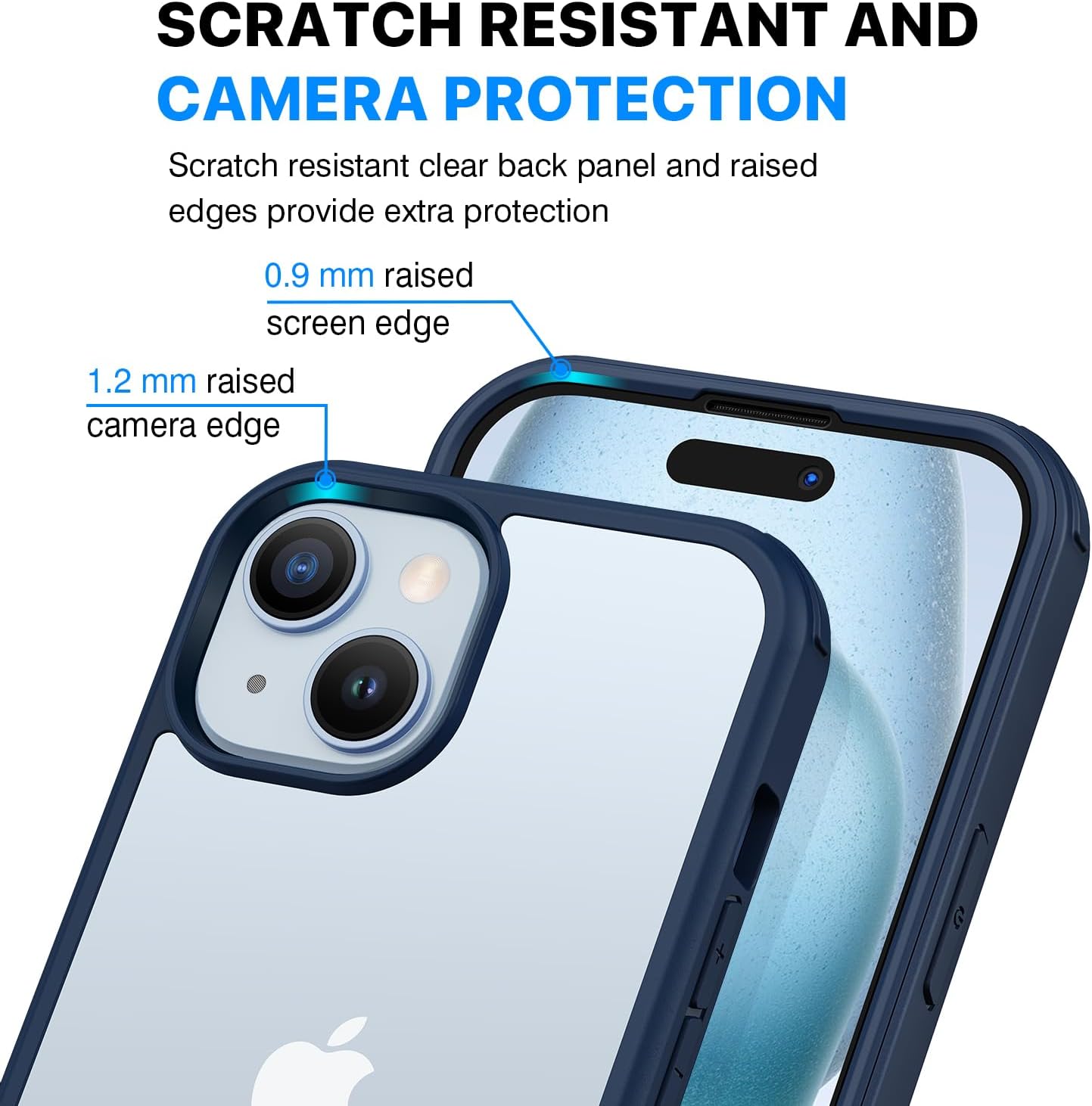Thumbnail 4 de CENHUFO iPhone 15 case with built-in 9H glass screen protector and camera lens protection (Ocean Blue)